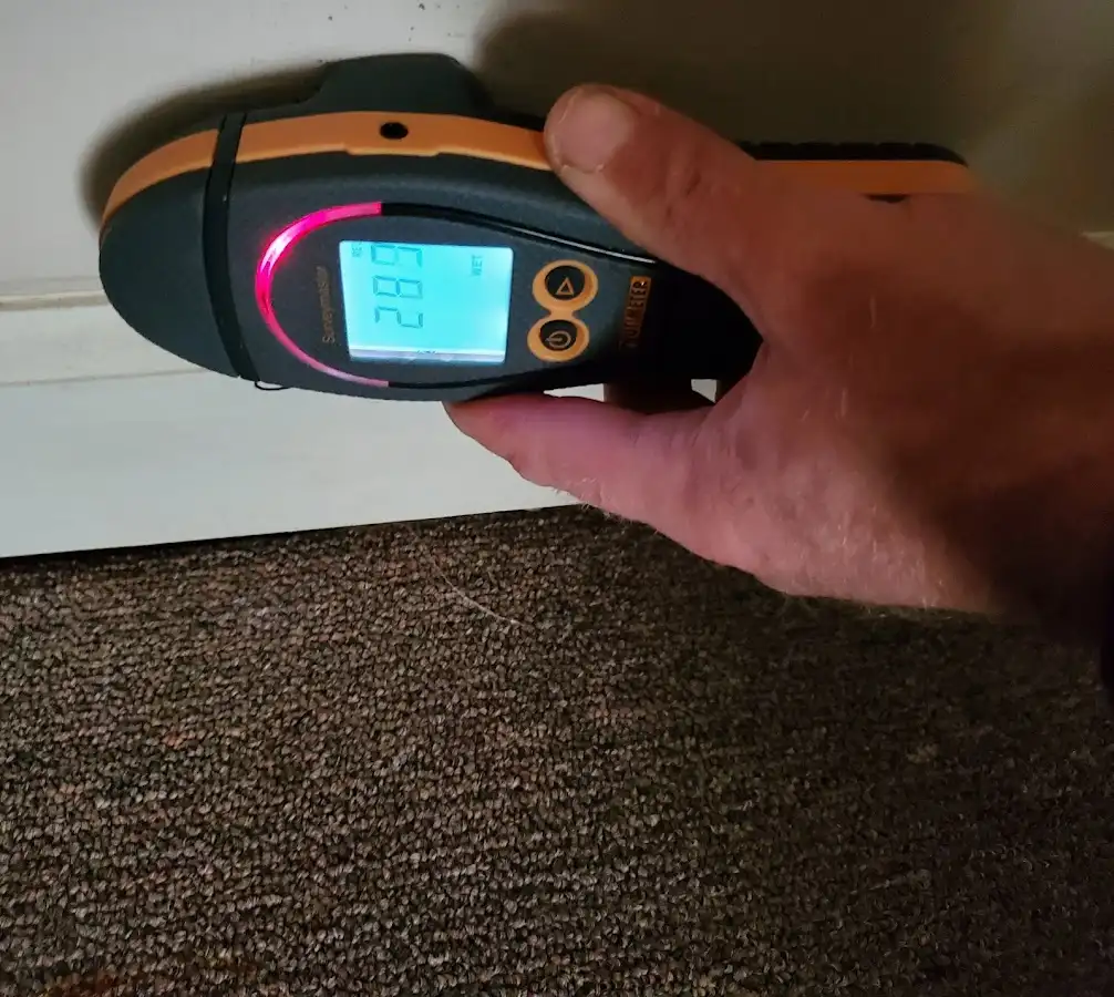 Moisture detection at baseboard during Sewage Cleanup & Sanitation in River Park